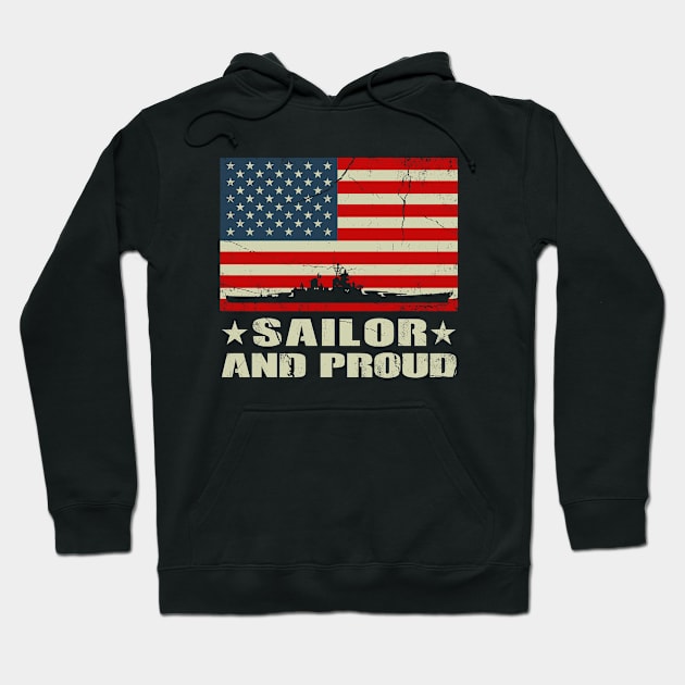 Sailor and Proud American Flag Design Hoodie by NicGrayTees